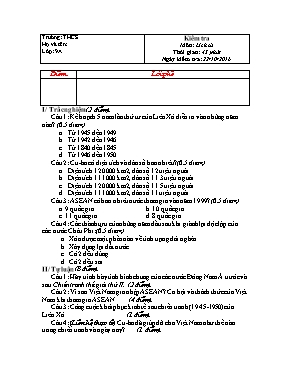 Đề và đáp án kiểm tra một tiết Lịch sử lớp 9 - Năm học 2016-2017